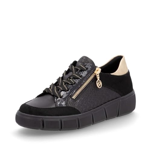 Remonte Damen Low-Top Sneaker D1T00, Frauen Halbschuhe,lose Einlage,Laufschuhe,schnürschuhe,schnürer,Business,Freizeit,schwarz Kombi (03),38 EU im Sale