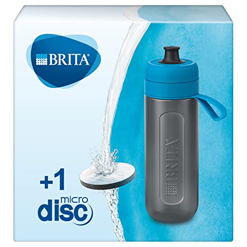 BRITA Water Filter Bottle Active Blue, Robust sports drinking bottle with water filter for on the go made of BPA-free plastic – Squeezable, 7.5 x 7.5 x 23.0 cm