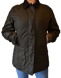 Thumbnail for Barbour Women's Wax Jacket Classic Beadnell Olive Green - 44 on Sale