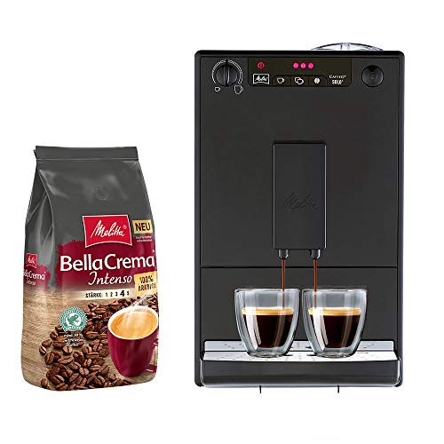 Melitta Caffeo Solo E 950-222 Kaffeevollautomat pure black + Melitta BellaCrema Intenso Ganze Kaffeebohnen im Sale