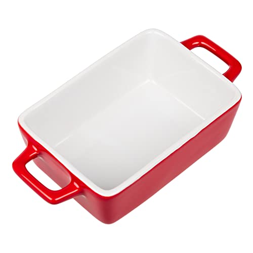 Invero Kleine rechteckige Auflaufform aus Steingut, mit Griffen, ideal zum Backen von Lasagnen, Kuchen, Aufläufen, Tapas, Nudeln und mehr, Rot im Sale