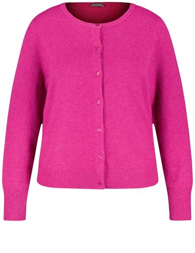 Samoon Damen Wärmende Strickjacke mit Knopfleiste Langarm unifarben Bright Amazing Pink 48 im Sale