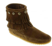 Thumbnail for Minnetonka Damen Double Fringe Side Zip Boot Mokassin Stiefel, Braun (Dusty Brown) im Sale
