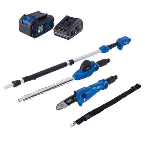 Scheppach 2in1 Akku-Multifunktionsgerät C-PHTS410-X 20V | Schnittlänge Heckenschere/Hochentaster: 410/180 mm | 20V-IXES-Serie | Schultergurt & Softgrip | Ohne Akku & Ladegerät im Sale