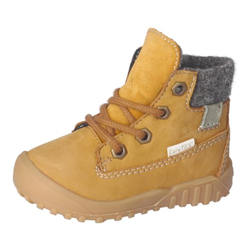 RICOSTA boys' boots DEANY, children's first walker shoes, width: wide, CareTEX, lace-up boots, booties, waterproof, mustard (760), 23 EU on sale