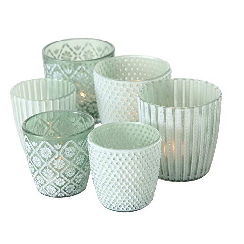 Boltze Lantern Patty 3 assorted variants each with 2 lanterns corresponds to 1 set 7-9 cm candle glass green mint Scandinavian on sale