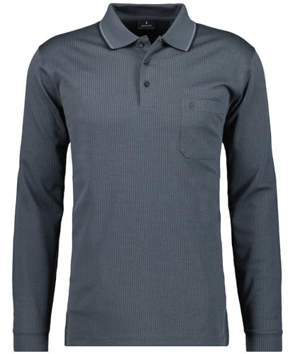 RAGMAN Herren Softknit-Polo Jacquard, Langarm , Dunkelgrün-357 im Sale