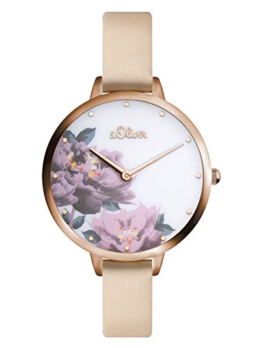 s.Oliver Damen Analog Quarz Armbanduhr mit PU Armband SO-3536-LQ im Sale