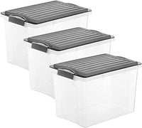 Thumbnail for Rotho Compact set of 3 storage boxes 19l with lid, plastic on sale