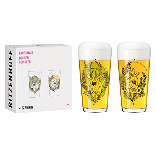 RITZENHOFF 3491001 Becher 400 ml - 2er Set - Serie Farbknall Set Nr. 1, 2 Stück mit Tierillustration - Made in Germany im Sale