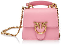 Thumbnail for Pinko Women's Love One Top Handle Micro Light Vitello Seta Bag, P31q_Marino-Antique Gold pink on sale