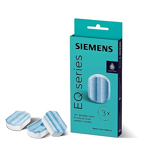 Siemens Entkalkungstabletten TZ80002A, 3 Stück, entfernt Kalkablagerungen und schützt vor Korrosion, Original-Zubehör, passend für Kaffeevollautomaten der EQ Reihe, sowie Einbauvollautomaten im Sale