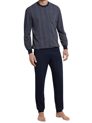 Schiesser Herren Schlafanzug Lang Mit Bündchen - Nightwear Pyjamaset, Dunkelblau_159620, 52 EU im Sale