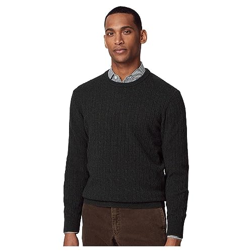 Hackett London Herren Lambwool Cable Crew Pullover, Grün (dunkelgrün), Large im Sale