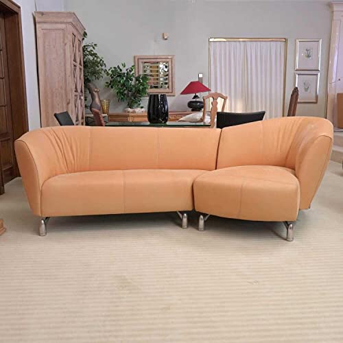 leolux Sofa Pupilla Leder Coral Mit Longchair im Sale