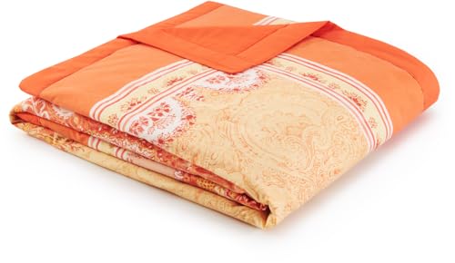 Bassetti MERGELLINA Plaid made of 100% cotton in the color Orange O1, dimensions: 135x190 cm - 9328844 on sale