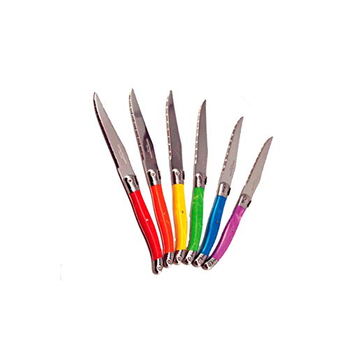 LAGUIOLE 6 Steakmesser. Ambiance Set messer, in gesättigten leuchtenden. Edelstahl Farben im Geschenkkarton mit durchsichtigem Deckel Länge 23cm Griff aus ABS (Bunt) im Sale