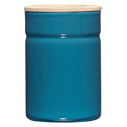 Riess, 2172-200, Vorratsdose mit Eschenholzdeckel, Durchmesser 8 cm, Höhe 12 cm, Inhalt 525 ml, SILENT BLUE, KITCHEN-MANAGEMENT, Truehomeware, Emaille im Sale
