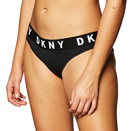 DKNY Women's Cozy Boyfriend Bikini-Style Underwear, Black/White, Large on Sale