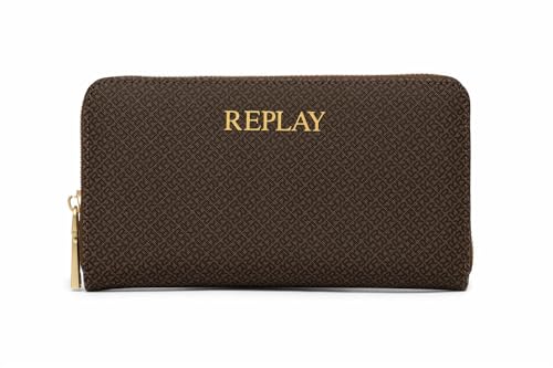 Replay Damen Portemonnaie mit Replay-Print, Braun (Brown Cocoa + Black 1583), Onesize im Sale