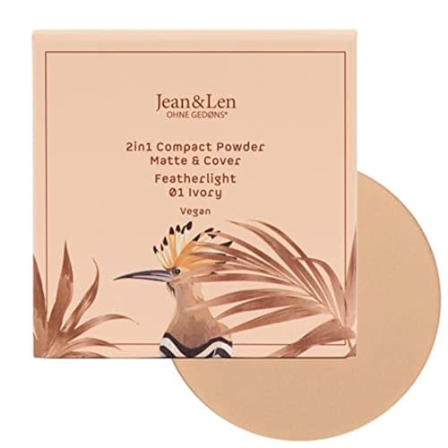 Jean &amp; Len 2-in-1 Compact Powder Matte &amp; Cover 01 Ivory, adapts to the color and texture of the skin, mattifying powder, light coverage, without parabens &amp; silicones, vegan, 10 g