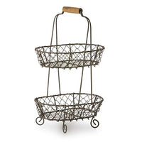 Thumbnail for Loberon Etagere Rohesia, 2-stöckig, ideal für Küche, Buffet oder Tisch, nostalgisches Flair, Obstetagere, Ostern, Ostertafel, Osterdeko, Eisendraht, Kirschbaumholz, grau im Sale