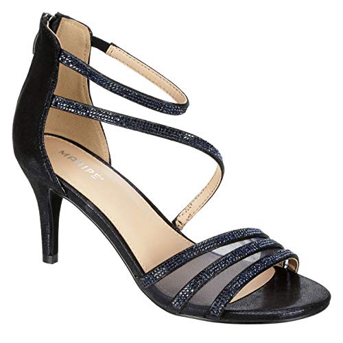 Maripe Ella Women's Low Stiletto Heel Ankle Strap Sandals, Navy, 41 EU on Sale
