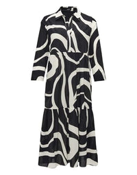 Thumbnail for OPUS Damen Maxikleid | Hemdblusenkleid WERANO Flow A-Linie aus BCI Cotton Black, 40 im Sale