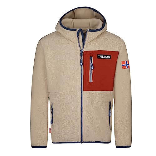 Trollkids Kinder Fleecejacke Aurlandsfjord, Wüstensand/Mystik Blau/Rostrot, im Sale