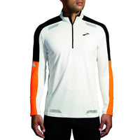 Thumbnail for BROOKS 211516167 Run Visible 1/2 Zip 2.0 Sweatshirt Herren Ecru/Fluoro Flash/Black im Sale