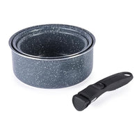 Thumbnail for Russell Hobbs RH03294EU7 Smart Clip Topfset - 3 antihaftbeschichtete Töpfe mit abnehmbarem Griff, Induktionsgeeignet, Ofenfest, Platzsparend stapelbar, 16/18/20cm, Nachtstein. im Sale