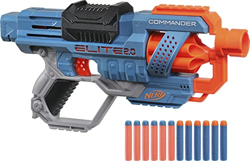 NERF Elite 2.0 Commander RD-6 Blaster, 12 Darts, 6-Dart Rotary Drum, Tactical Rail, Attachment Points, Multicolored, 6.7 x 36.2 x 24.1 cm, for Boys and Girls on Sale