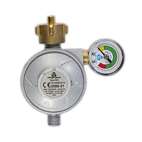 Thumbnail for Landmann gas pressure regulator | With pressure gauge & hose rupture protection for safe grilling | Gas pressure reducer/gas regulator with emergency gas shut-off [50 mbar]