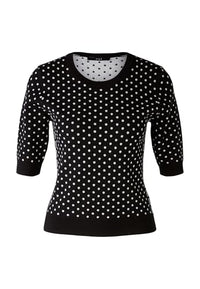Thumbnail for Oui Damen Pullover Viskosemischung schmal geschnitten Gepunktet Freizeit, Business Rundhals Blende Viskosemischung im Sale