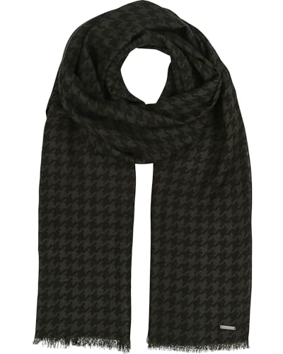 bugatti Schal in Woll-Viskose-Mischung - 70 x 180 cm - Schal mit Hahnentritt-Muster für Herren Dark Olive im Sale