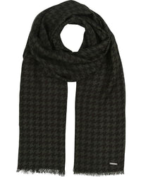 Thumbnail for bugatti Schal in Woll-Viskose-Mischung - 70 x 180 cm - Schal mit Hahnentritt-Muster für Herren Dark Olive im Sale