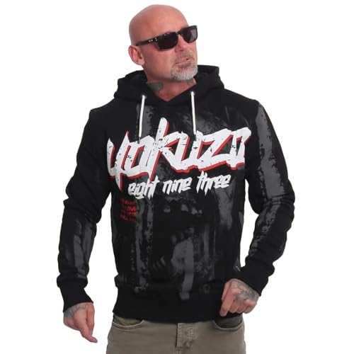 Yakuza Herren Crashed Skull Allover Kapuzenpullover, Schwarz, 3 im Sale