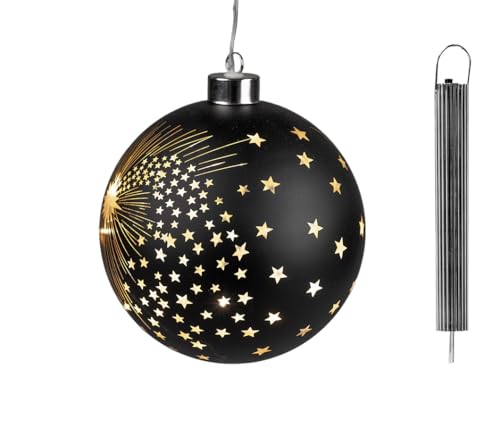 Formano hanging ball black LED light timer 15cm star decor gold interior color battery box 2xAAA winter decor Christmas decoration for hanging on sale