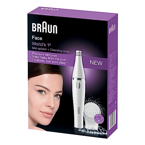 Braun FaceSpa Facial Epilator for Women / Beard Remover, Facial Cleansing Brush, Hair Removal and Cleansing, 810, White/Silver on Sale