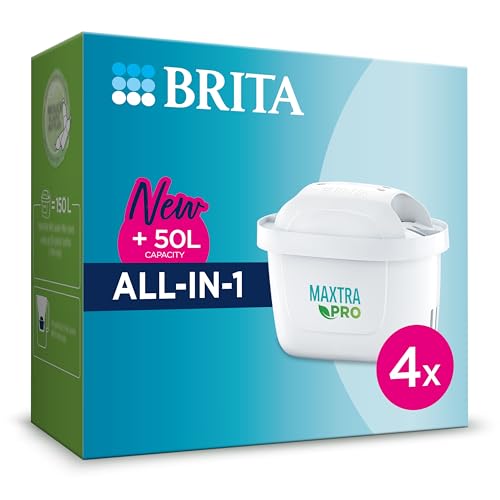 BRITA Maxtra Pro Pure Performance (All-in-1) Wasserfilter-Kartusche, 4 Stück, Original-Ersatz für alle BRITA Karaffen für reines Wasser, filtert PFAS, Chlor, Kalk und Metalle im Sale