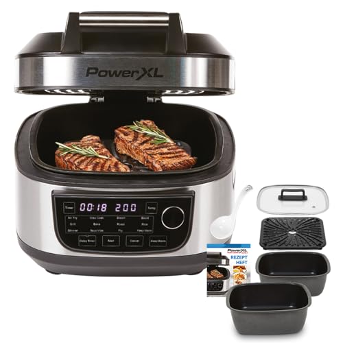 PowerXL MultiCooker Innentopf-Set - 12 in 1 Multikocher mit Warmhaltefunktion - Heißluftfritteuse, Backofen, Bratpfanne uvm. - 5,7 Liter - 12 Kochprogramme - Airfryer - 80% weniger Fett im Sale