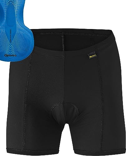 Gonso Sitivo U W, Damen Fahrradunterhose, Passt unter alle Rad-Shorts, Tights mit Sitivo Green Sitzpolster mit Poron-Elementen, Enganliegende Passform, Schwarz/Grün, im Sale