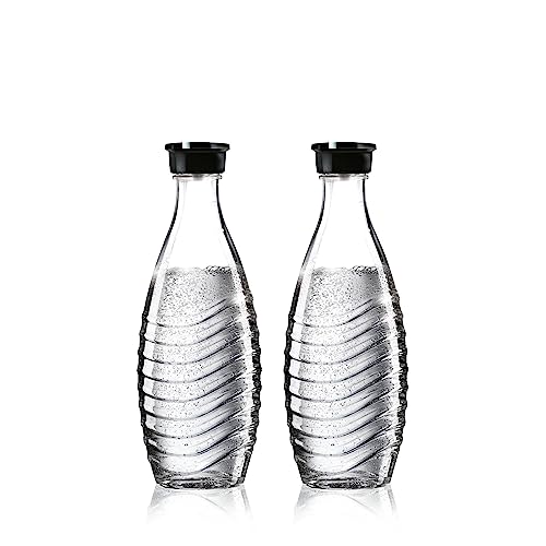 SodaStream 0,7L Crystal Glaskaraffe | Spülmaschinenfest | Kompatibel mit Crystal & Penguin | Elegantes Design | 2er-Pack, Glas im Sale