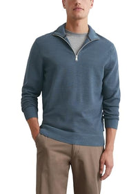 Thumbnail for Marc OߴPolo Herren Strickpullover aus Bio-Baumwolle mit Reißverschluss, Blau (Moon Stone), im Sale
