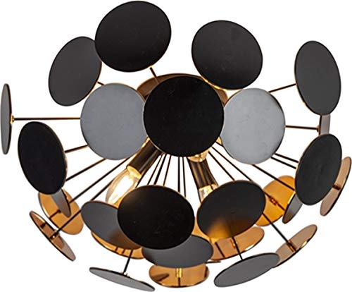 Trio Leuchten Deckenleuchte Discalgo 609900332, Metall Schwarz matt, Kunststoff-Scheiben schwarz/goldfarib, exkl. 3x E14, 54 x 54 x 30 cm, Schwarzmatt/Goldfarbig im Sale