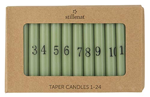 IB Laursen - Adventskerzen - Kalenderkerzen - 1-24 - Grün - mit schwarzen Zahlen - 24er Set im Sale