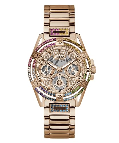 GUESS Damenuhr Queen Multifunktion Roségoldfarben/Regenbogen GW0464L5 im Sale