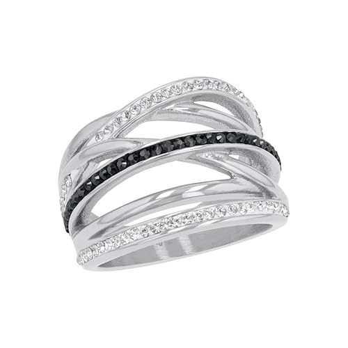 s.Oliver Ring Edelstahl Damen Ringe, mit Kristall, Silber, Kommt in Schmuck Geschenk Box, im Sale
