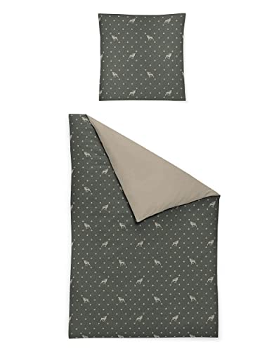 Irisette Feinbiber Bettwäsche Set Panda 8395 grün 135 x 200 cm + 1 x Kissenbezug 80 x 80 cm im Sale