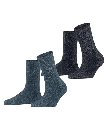 ESPRIT Damen Socken Shimmer Multipack W So Baumwolle gemustert 2 Paar, Blau Blue Mix 0040, 39-42 im Sale